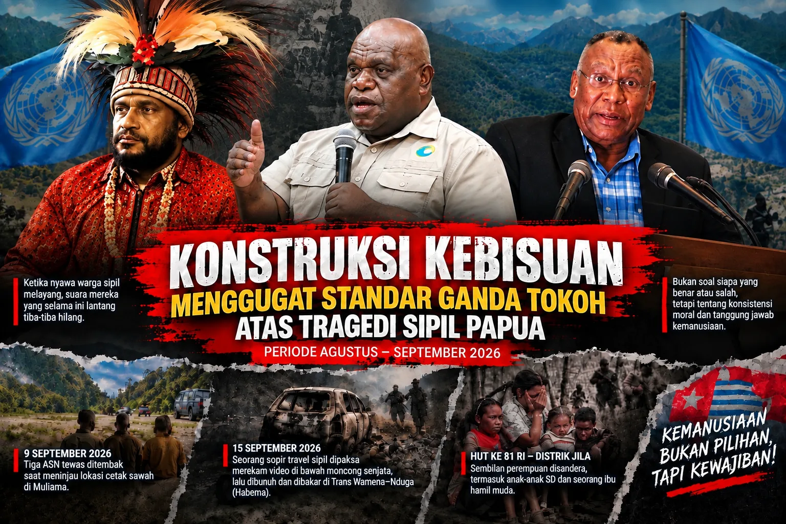 Konstruksi Kebisuan: Menggugat Standar Ganda Tokoh atas Tragedi Sipil Papua periode Agustus–September 2026